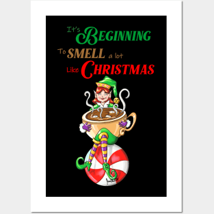 Christmas Coffee saying  or hot cocoa happy elf Posters and Art